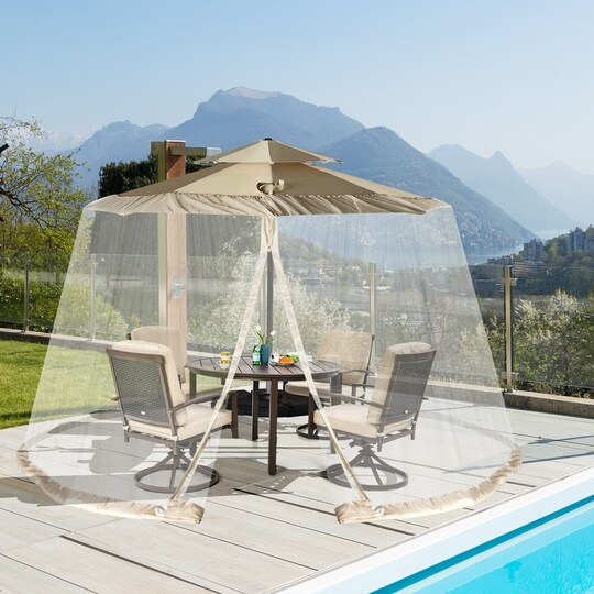 8x10 patio umbrella with screen HomeRoots 9' Outdoor Table Bug Mesh Black Mosquito Net Canopy Curtains Adjustable Enclosure Large Umbrella Hanging Tent 100% Polyester Light Weight Mosquito Netting : Patio, Lawn & Garden and keep you cool away from the intense summer heat Treasure Garden 8x10 Foot Rectangular